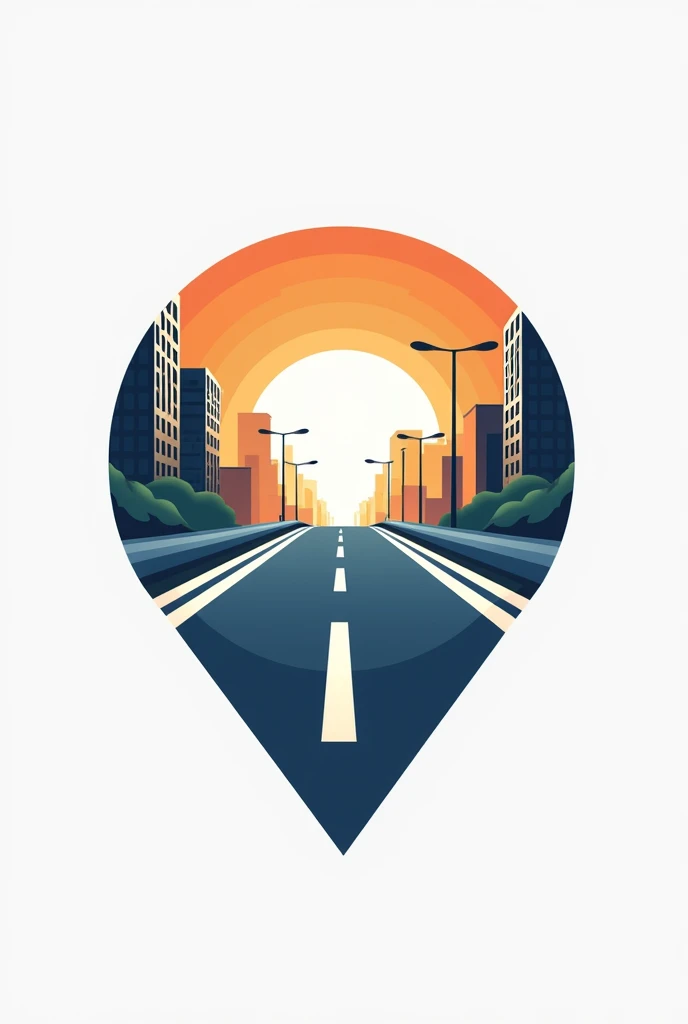help me generate a streetview logo image, let it have street element, and a street road protruding out