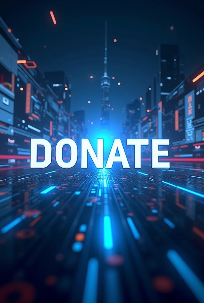 Futuristic banner with the inscription DONATE and subscribe to the channel