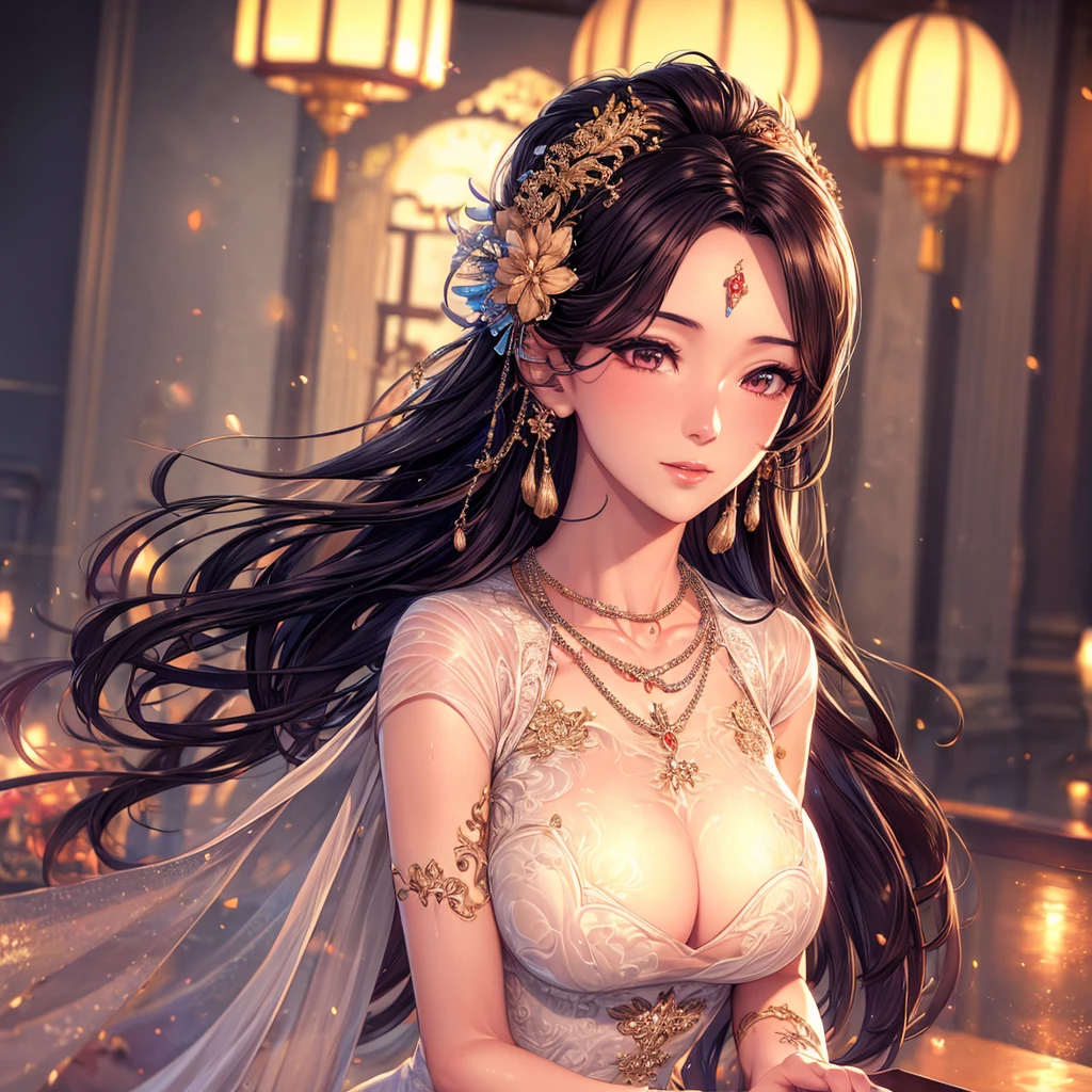 best quality, masterpiece, highres, 1girl,china wedding  dress,hair ornament,necklace, jewelry,Beautiful face,upon_body, tyndall effect,photorealistic, dark studio, rim lighting, two tone lighting,(high detailed skin:1.2), 8k uhd, dslr, soft lighting, high quality, volumetric lighting, candid, Photograph, high resolution, 4k, 8k, Bokeh