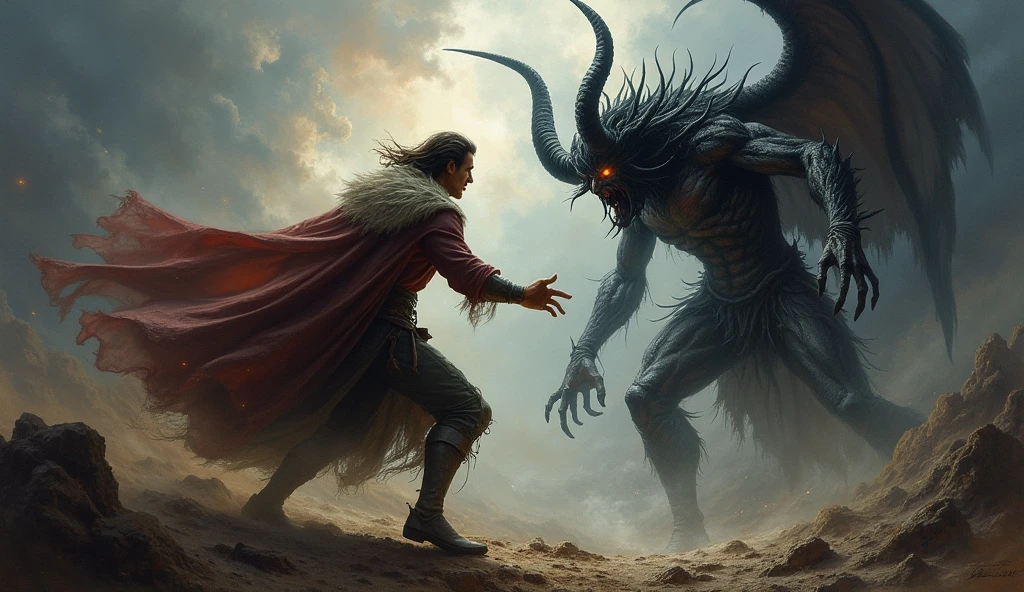 Man resisting devil through warfare