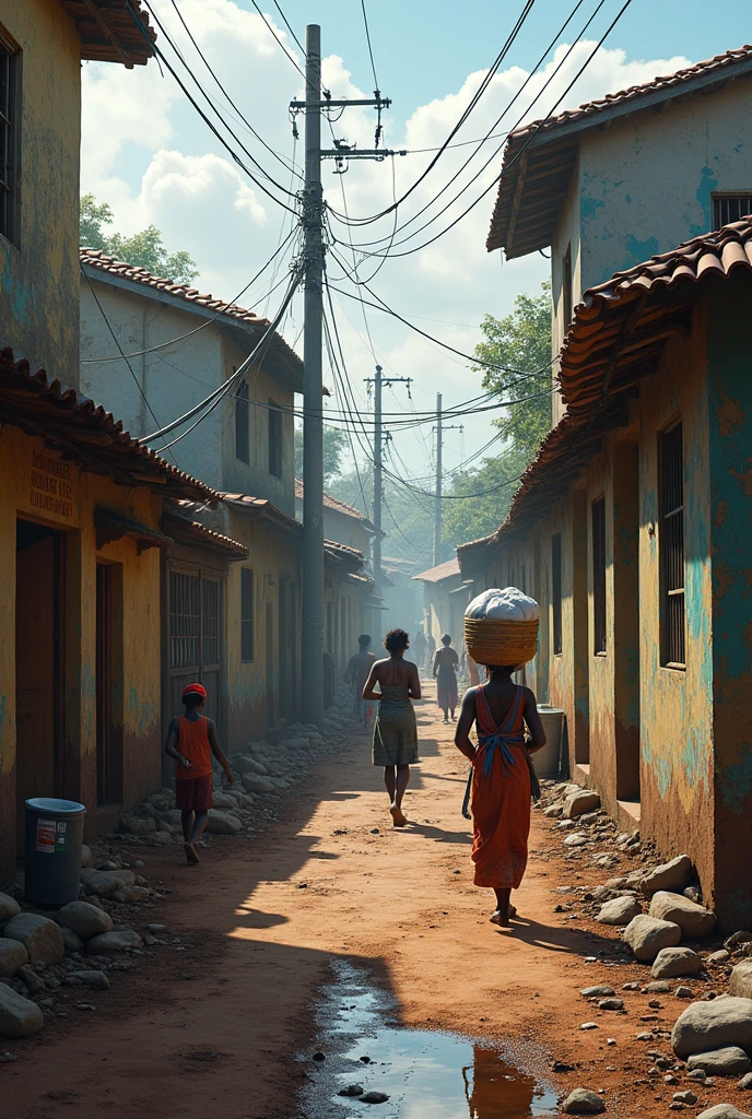 Street in an Angolan neighborhood, lacking any basic sanitation conditions

