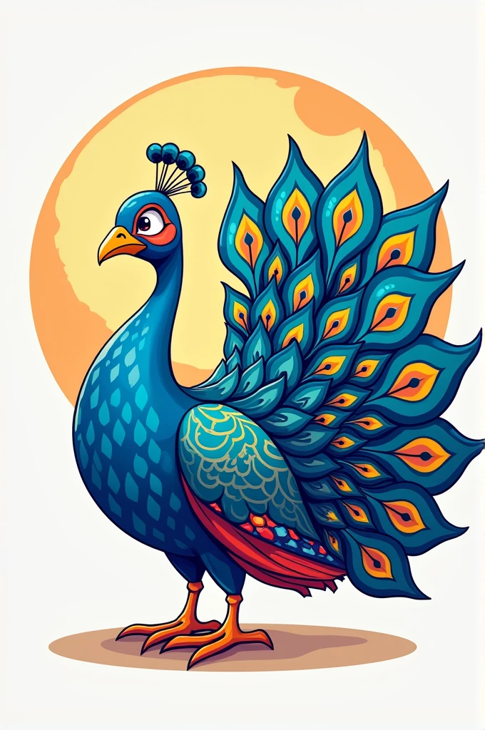 Create the image of a peacock in cartoon format, For company logo