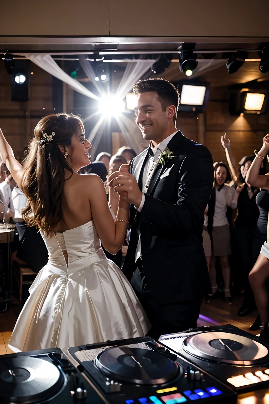 Create a website background for a wedding DJ, so you can see the people dancing in the picture.