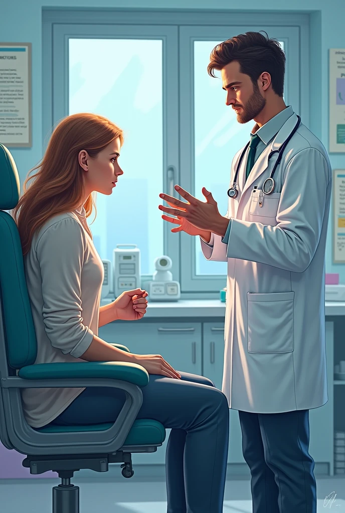 Create an image of doctor see patient in a clinic 