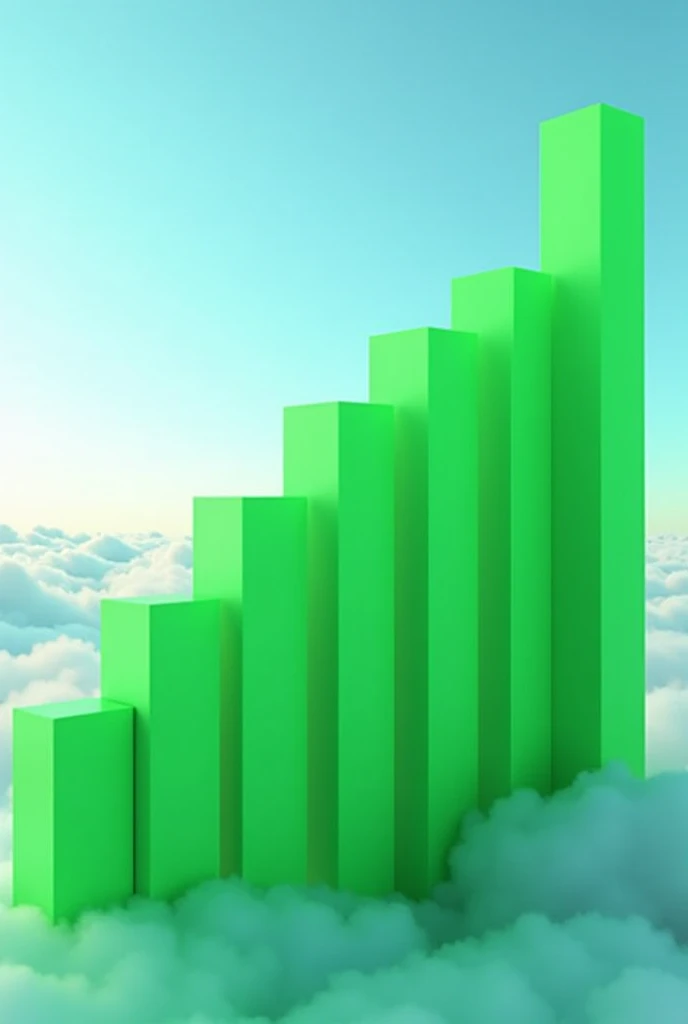 Green ascending bars on a sky background