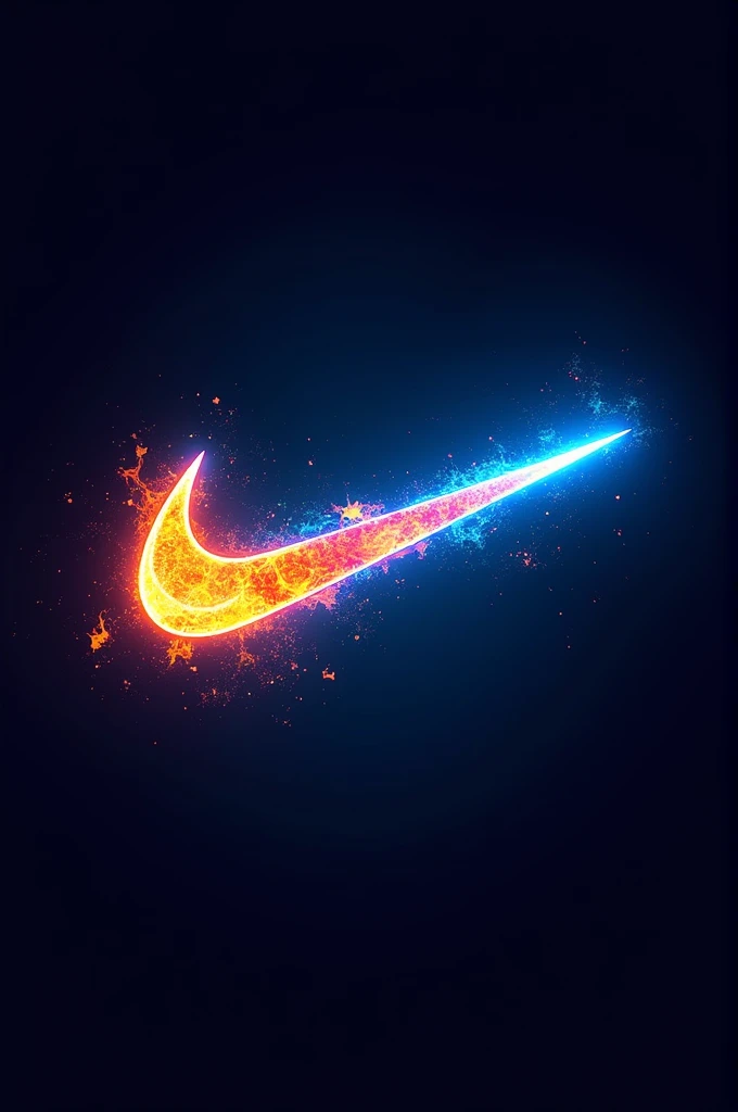 Nike sneaker store logo, blue rays, Fire flames