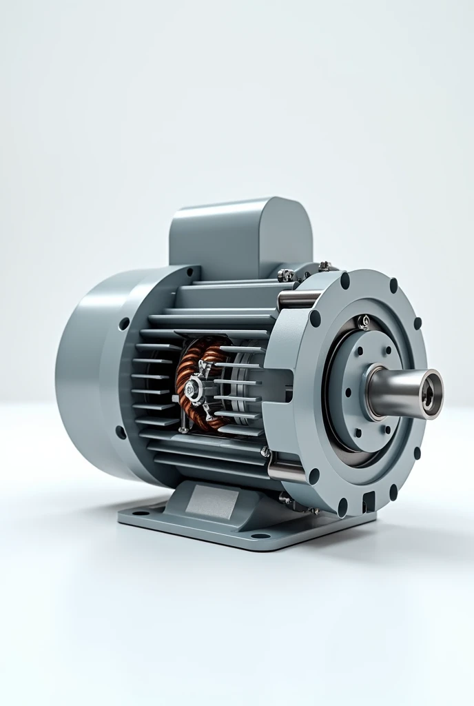 electric motor 3d model,octane render,studio lighting, white background,in addition,split clay render