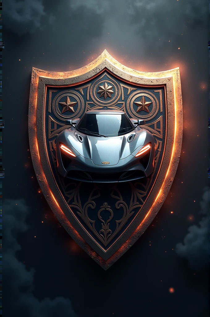 Shield with a car in the middle 