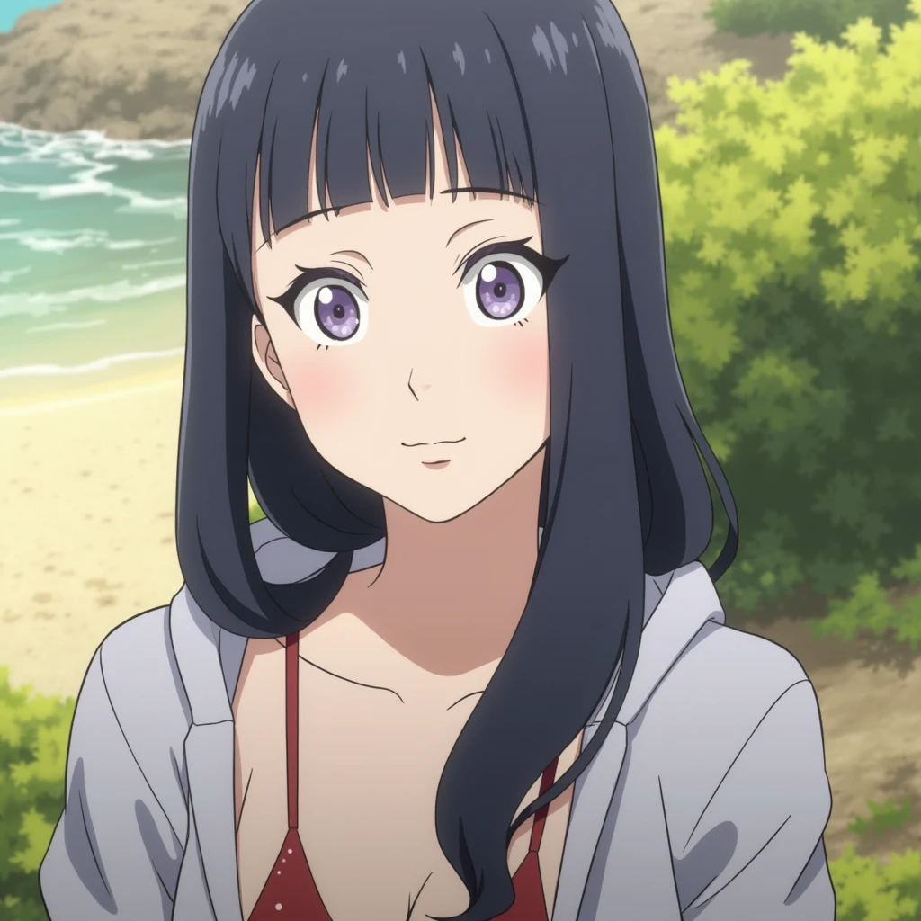 hinata hyuga, big boobs, bikini, at the beach, with sakura haruno 