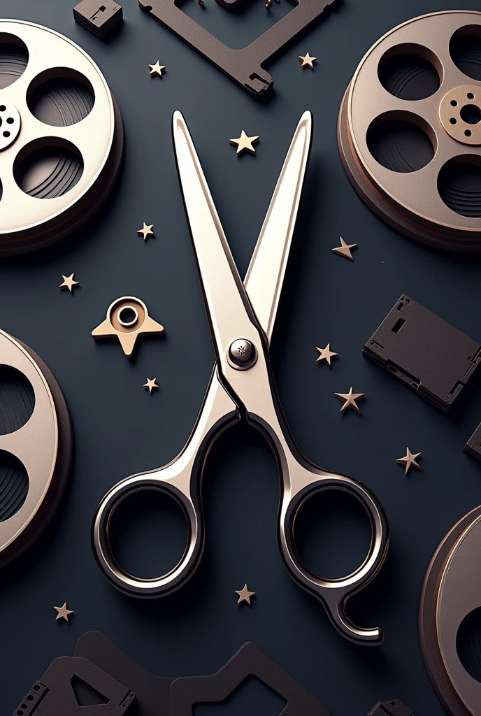 Icon for tiktok video editing profile, with scissors symbols and video tapes