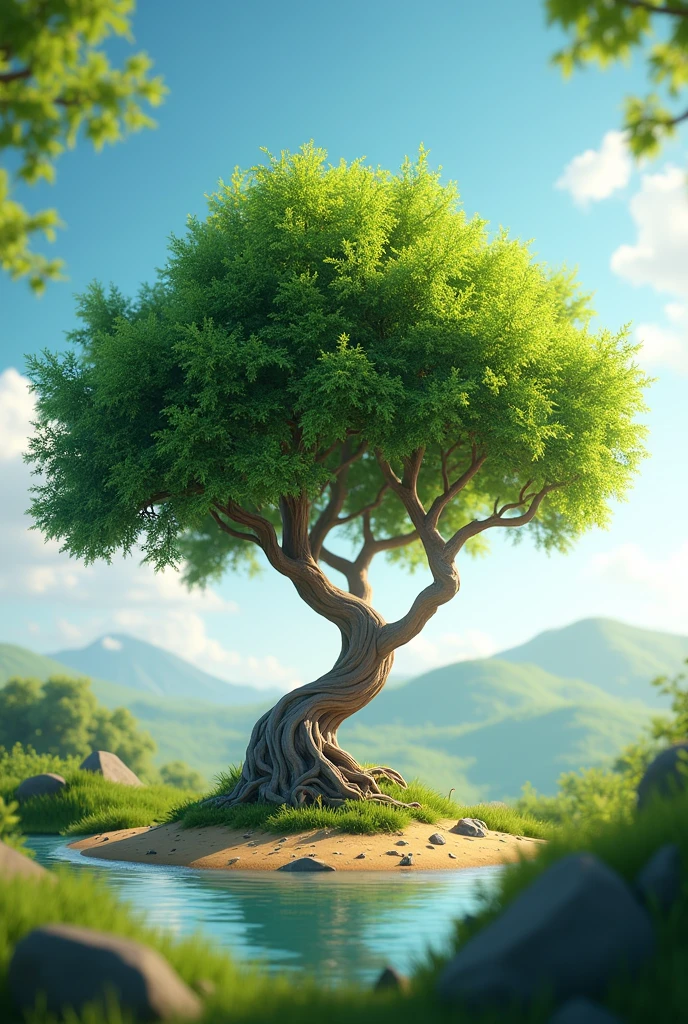 Tree 3d animated photo for WhatsApp profile photo. Background natural beauty