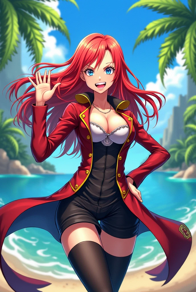 Himeko from Honkai Star Rail with the traits of One Piece