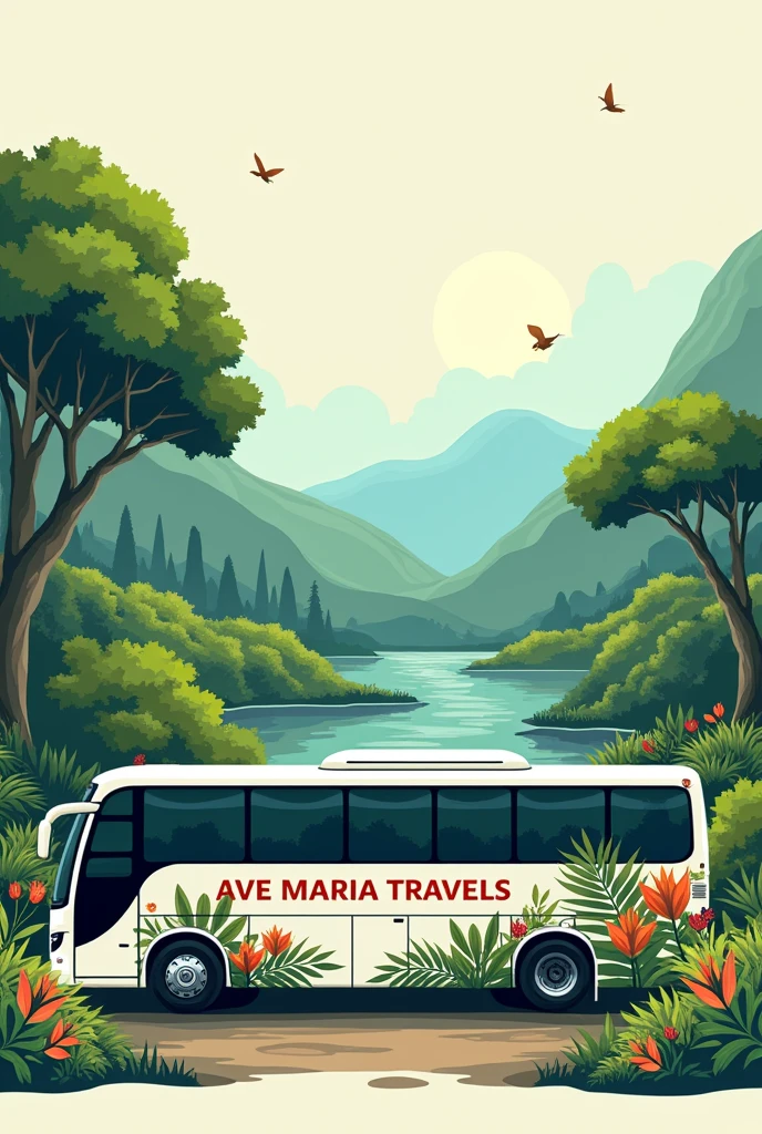 Bus image
Company name is AVE MARIA TRAVELS
IN nature THEME