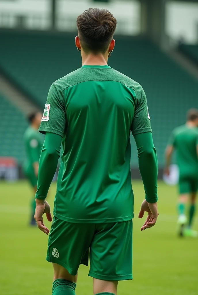 a green soccer jersey 