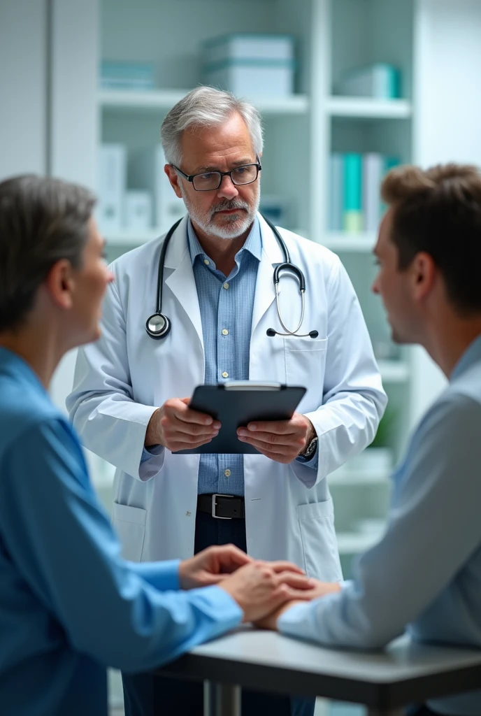 A doctor advising his patients while examining his illness