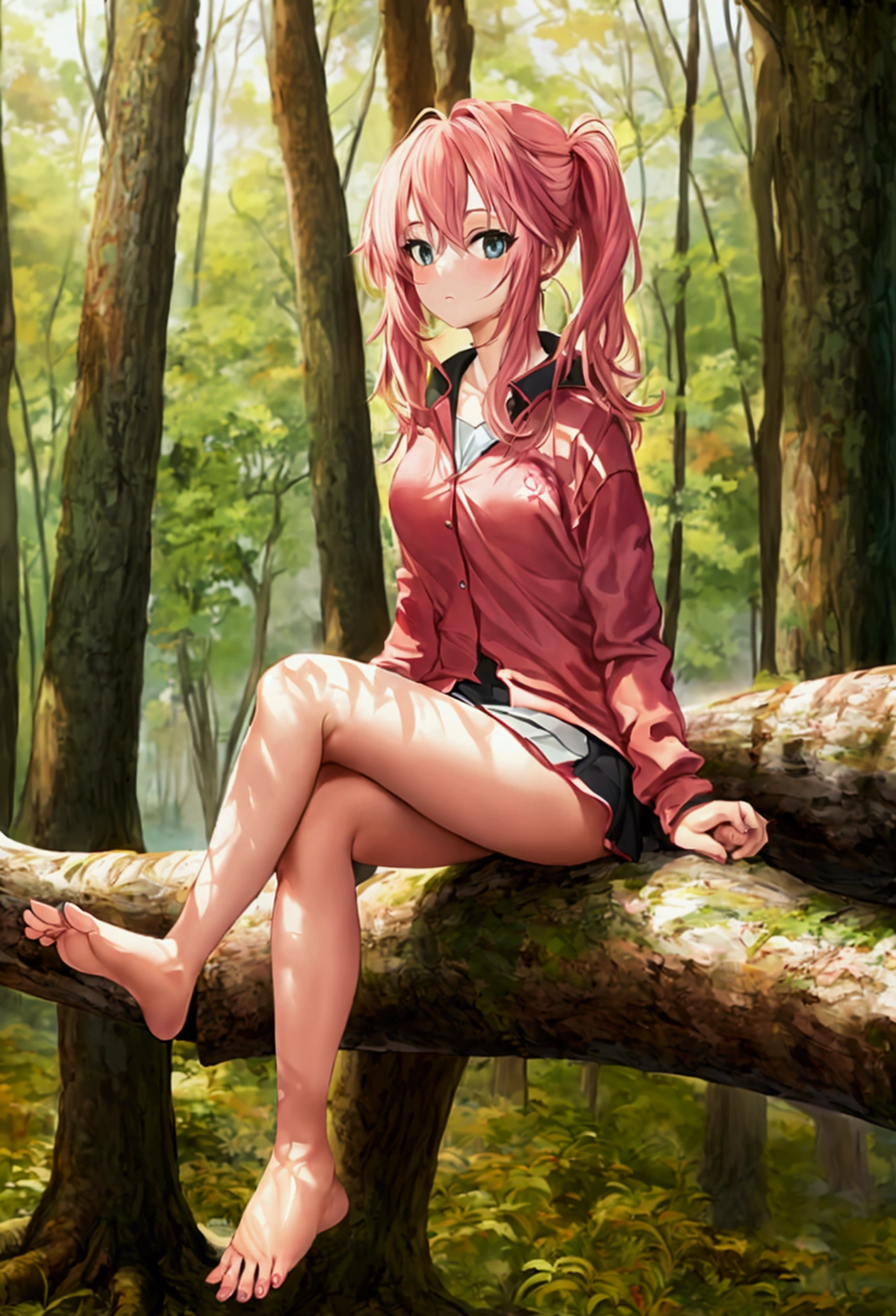 High resolution, masterpiece,Shikimori Michon, Pink Hair, alone, One girl,outside,Detailed Background, Fine grain, ((blue eyes))