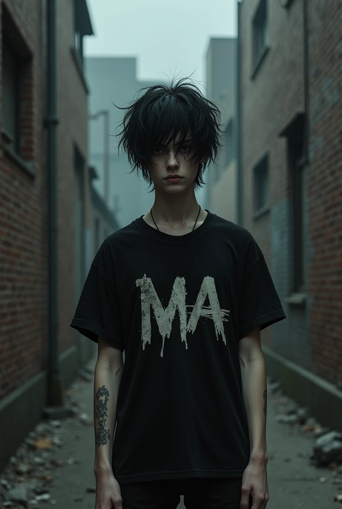 Emo boy with A shirt of the Ma