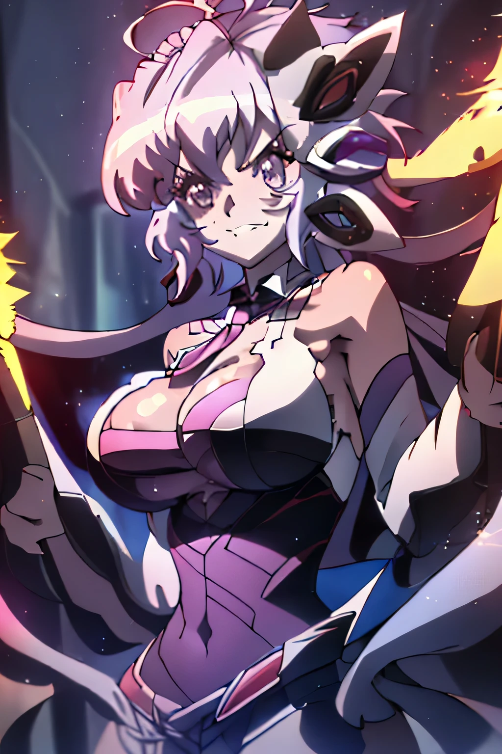 looming, wide hip, big hip, jumping, bouncing breasts, unaligned breasts, motion blur,1girl, solo, bouncing breasts, unaligned breasts, milfication, mature female, gigantic breasts, hot, outdoors, 
(masterpiece, best quality:1.3), (absurdres absolutely resolution), (8k), (detailed illustration), (super fine illustration), (vibrant colors), (professional lighting), (increasing the weight makes things worse),1girl, cleavage cutout, porcelain skin, shiny hair, kawaii, (big eyes:1.2), BREAK, (embarrassed),  shiny skin, (scenery :1.2), (extremely detailed CG, ultra-detailed, best shadow:1.1), (depth of field), beautiful concept illustration, (illustration:1.1), (extremely fine and beautiful:1.1), (perfect details:1.1), vibrant colors, resolution, anime style, sharp focus, best quality, depth of field, cinematic lighting, shadows, perfect shading, high details, [[natural lighting:1.5]], 
chris yukine,yukine_chris, long hair, low twintails, purple eyes, silver hair, 1girl, solo,  face, , large breasts, huge breasts, cute face, looking at viewer, smile, ass visible through thighs, ahoge, bare shoulders,kawaii, blush,(embarrassed), (shy),  skirt, large breasts, purple eyes, smile, necktie,  sleeveless, white shirt, pleated skirt, grin, at school, 