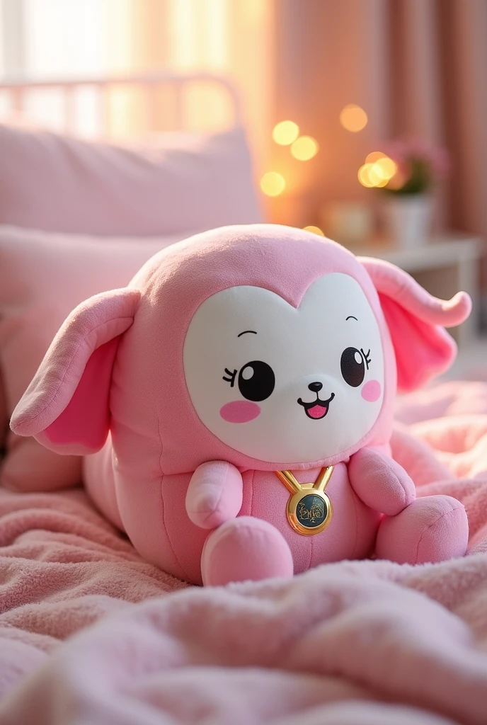 Create an image of an adorable and cute body pillow featuring a chibi-style version of a League of Legends champion. The champion should be designed with exaggerated, rounded features, making them appear cute and huggable. Use soft pastel colors and add details like a playful expression, big eyes, and an oversized weapon or accessory that the champion is known for. The pillow itself should have a plush, cozy texture with a heartwarming and cheerful vibe. The overall design should make the champion look endearing and appealing for fans of the game.