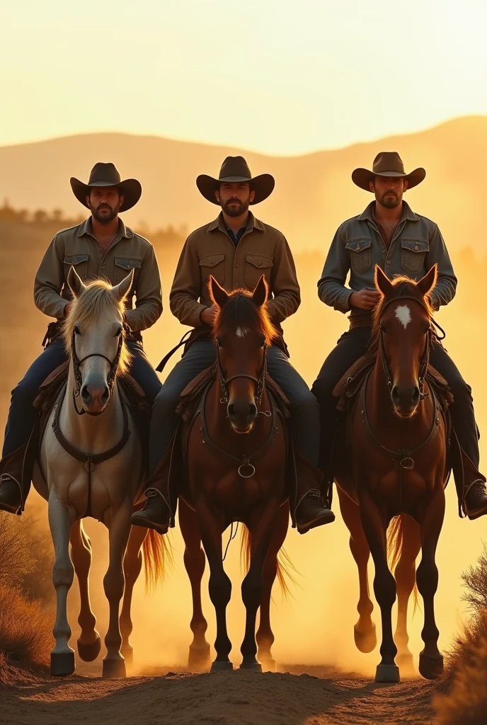 Cowboys riding their horses forming a side line, estilo country