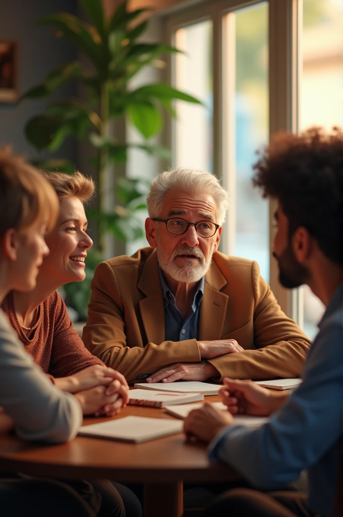 Create an image of people sharing their thoughts with each other.
