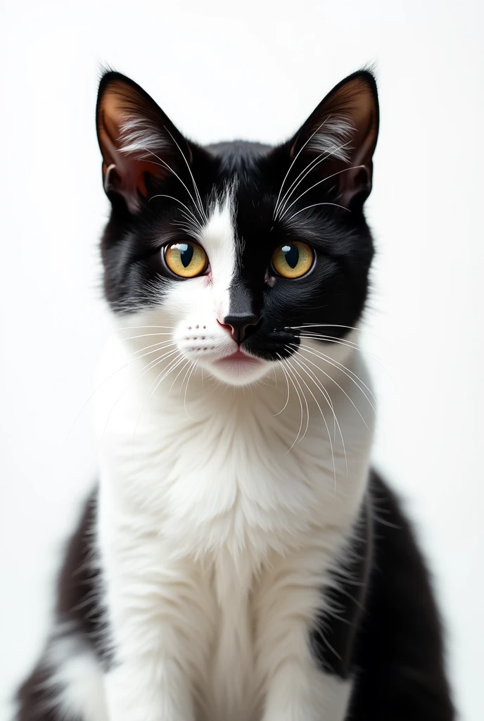 a two colored cat on a white background