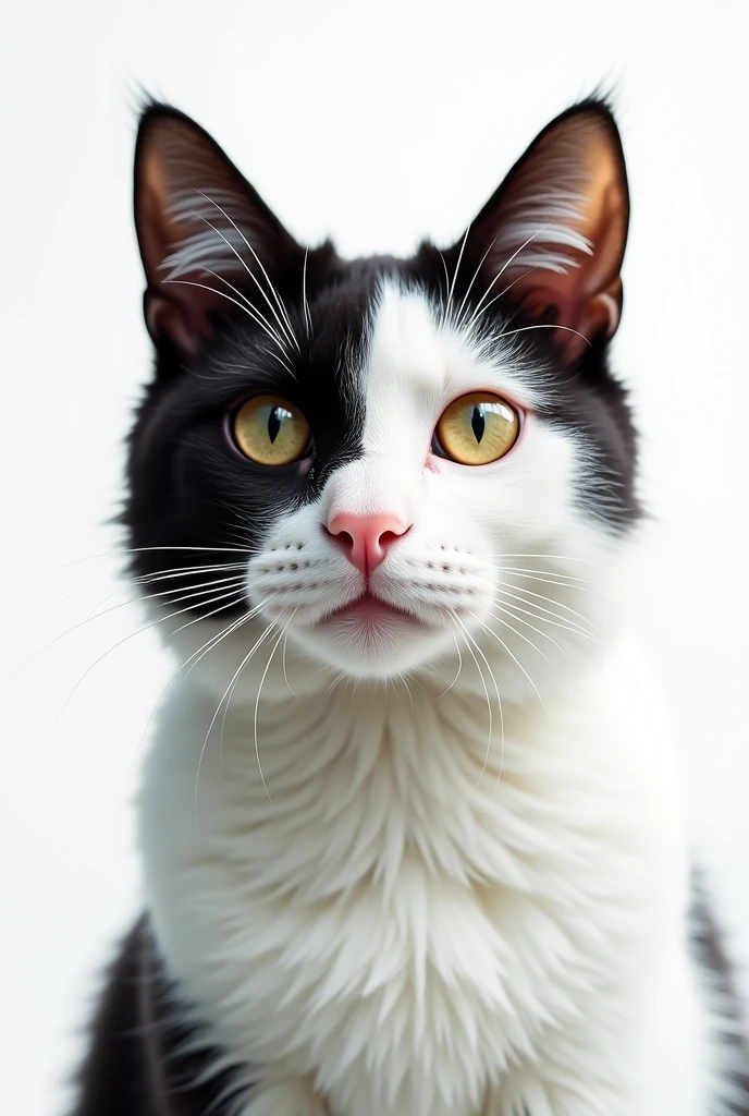 a two colored cat on a white background