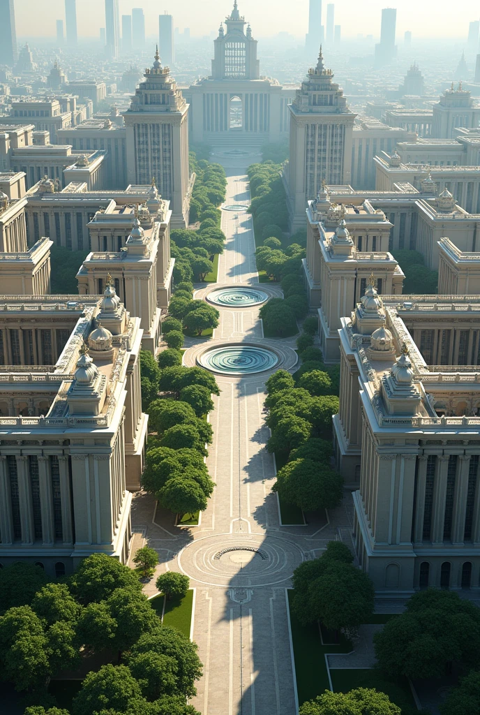 A City of concrete, with tree-lined squares surrounded by numerous palaces and ministry buildings. PICTURE REALISTIC, High definition;