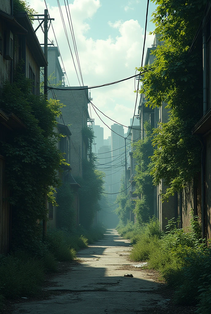 Dark ghetto with lots of bushes,without any home