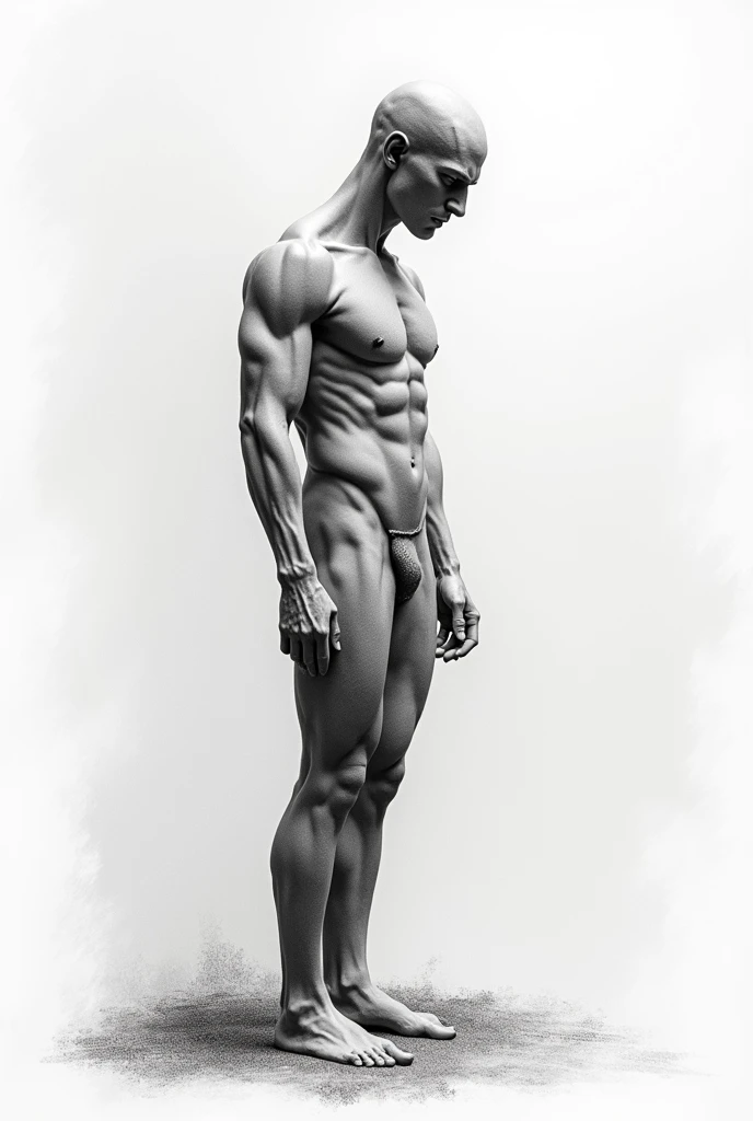 Create a figure model that is in the style of a pencil drawing about personal development.