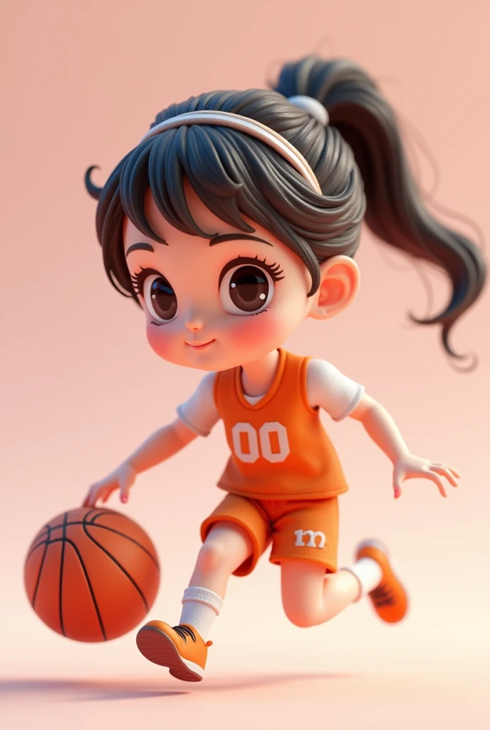 (chibi girl with basketball,detailed face and eyes,beautiful delicate facial features,small and cute girl,basketball,girl dribbling basketball,dynamic pose,colorful,vibrant colors,soft pastel colors,3d render,photorealistic,highly detailed,intricate details,sharp focus,masterpiece,digital art)