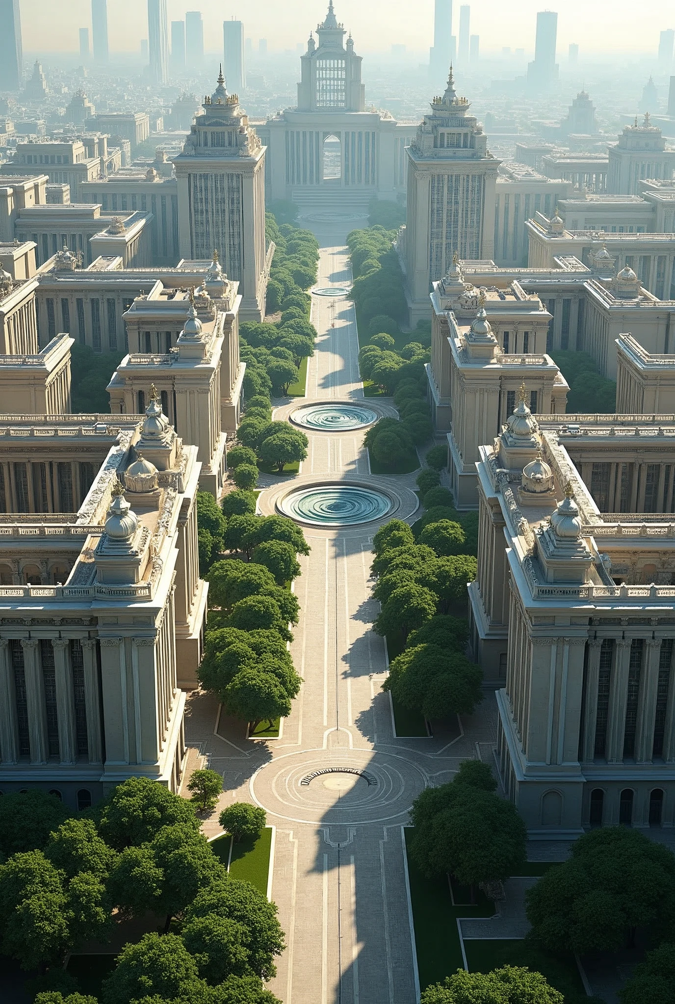 A City of concrete, with tree-lined squares surrounded by numerous palaces and ministry buildings. PICTURE REALISTIC, High definition;