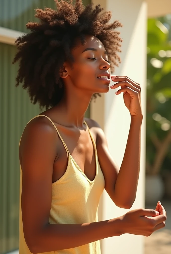 Certainly! Here’s a prompt for an image that a woman is applying a sunscreen
