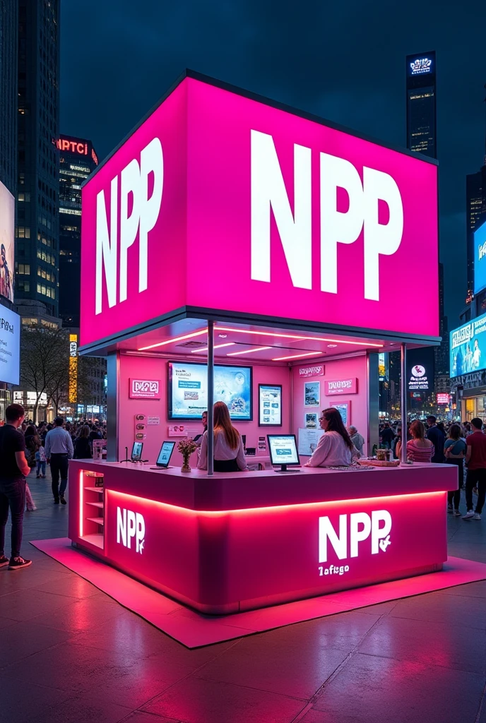 A modern pink color campaign stall with NPP word