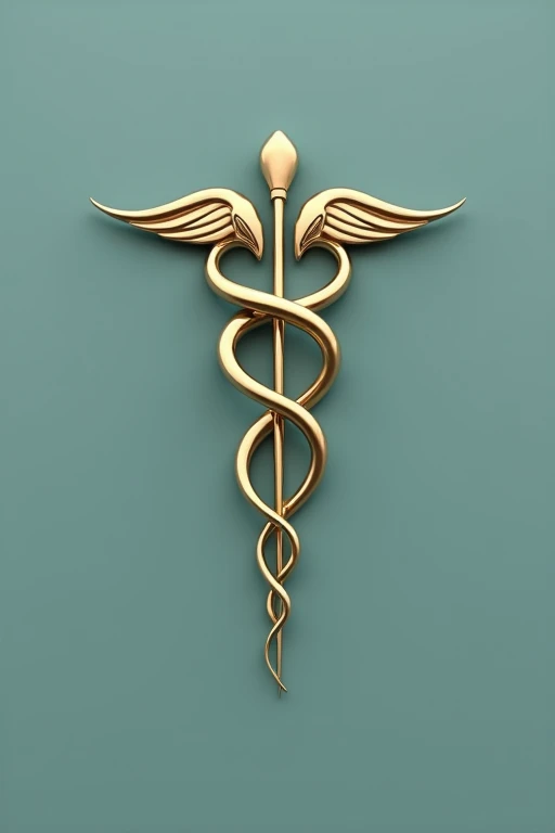 Make me a logo with a minimalist and elegant approach. In the middle, The symbol of the Cabo San Lucas arch, represented by two stylized snakes that gracefully coil around a slender, polished staff. The staff is golden, radiating a sense of luxury and distinction. The background is a soft shade of navy blue or emerald green, evoking tranquility and health. The serpent lines are thin and silver, complementing the staff and adding a modern and sophisticated touch. Below the symbol, The name MR is written in a stylish serif font., also in gold, to harmonize with the staff. The typography has a classic but modern style, projecting confidence and professionalism. On the whole, the logo communicates a feeling of well-being, high quality and exclusive medical care, ideal for a medical spa. I want it in 3D
