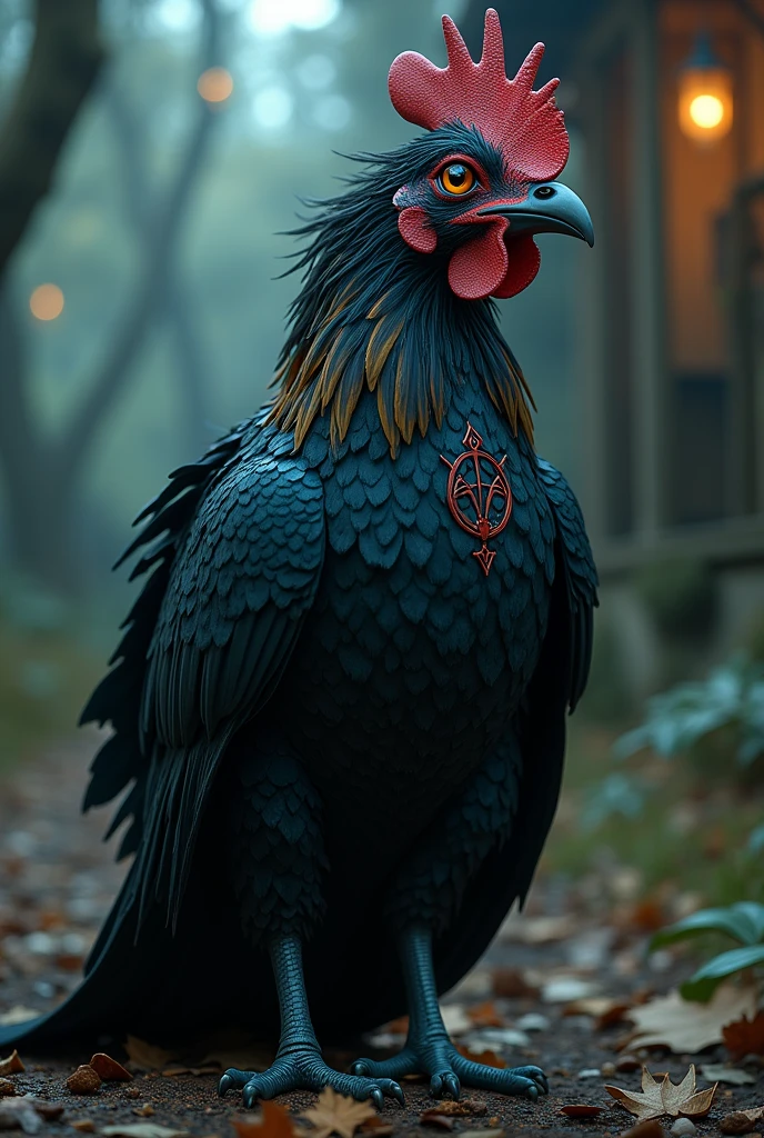 Create a witch chicken in a witch outfit 