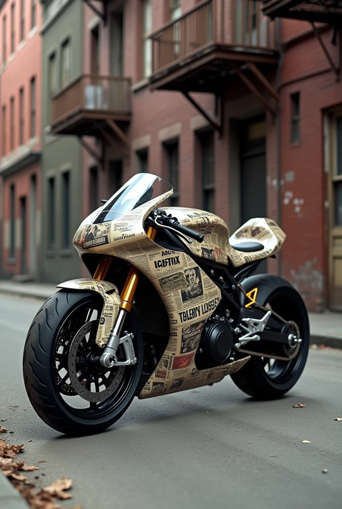 Newspaper print motorbike