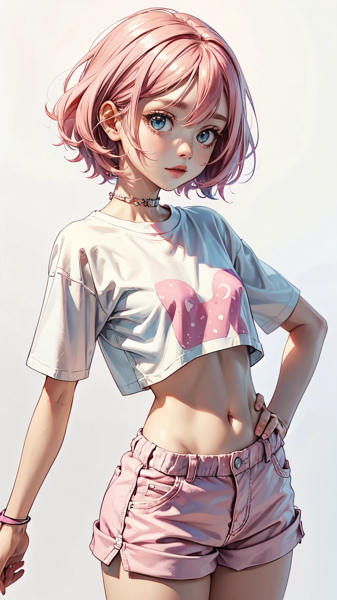 Pink hair cute girl cute girl . so cute , Round Face . Solitary , Slim , Short stature . Glowing skin . Pure white tube top T-shirt . shorts , White background , Looking at the audience's slender and sexy legs, Put your hands behind your head((Clear nipples))、Rocket , (Large Breasts),(because I'Thin) , Short stature . Smooth skin . Plain white T-shirt . Huge breasts:1.4,Full breasts, (20 years old:1.2), Cute little trumpet, entity, Sweating of the skin, Radiant Skin, Slim, Black short hair, (Dull bangs: 1.2), Smile, Cute face, Exquisite eyes,, ((naked,Wrapped in a towel)), ((hot spring)), (Not wearing), (Wet), (Bend and take off), ((Wet hair)),legs open), ((Sexy and dynamic pose)), view, Looking at the camera, Denim lenses, best quality,Super detailed, high resolution, Extremely detailed CG, Unity 8K wallpaper, Official Art, Creative arts, Novel illustrations, By famous artists, Caustic lines, Textile Shading, Super delicate skin, Perfect anatomical structure, detailed, light, Dynamic Lighting, Beautiful and exquisite eyes, (Top quality), (Super detailed), (masseter membrane), (high resolution), (The original), Character Conception, Game CG, detailed Manga Illustration, Realistic head to body proportions:1.2,detailed eyes, detaield hands, detailed face, elf woman, full body