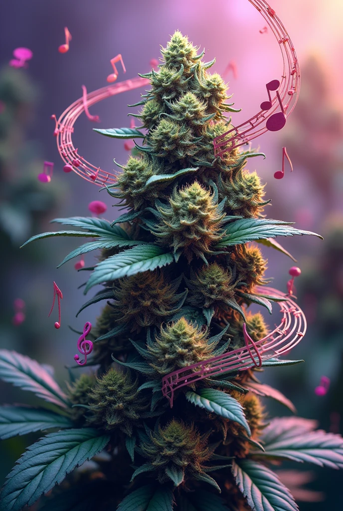 Maurijuana buds musical notes
