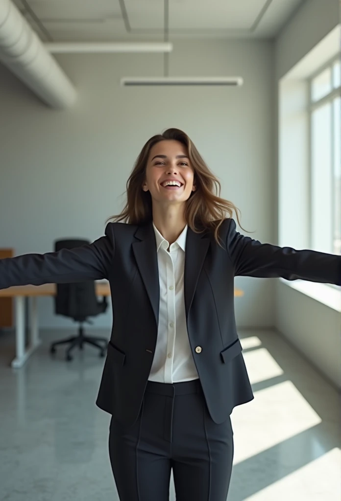 a 25 year old professional woman, with open arms