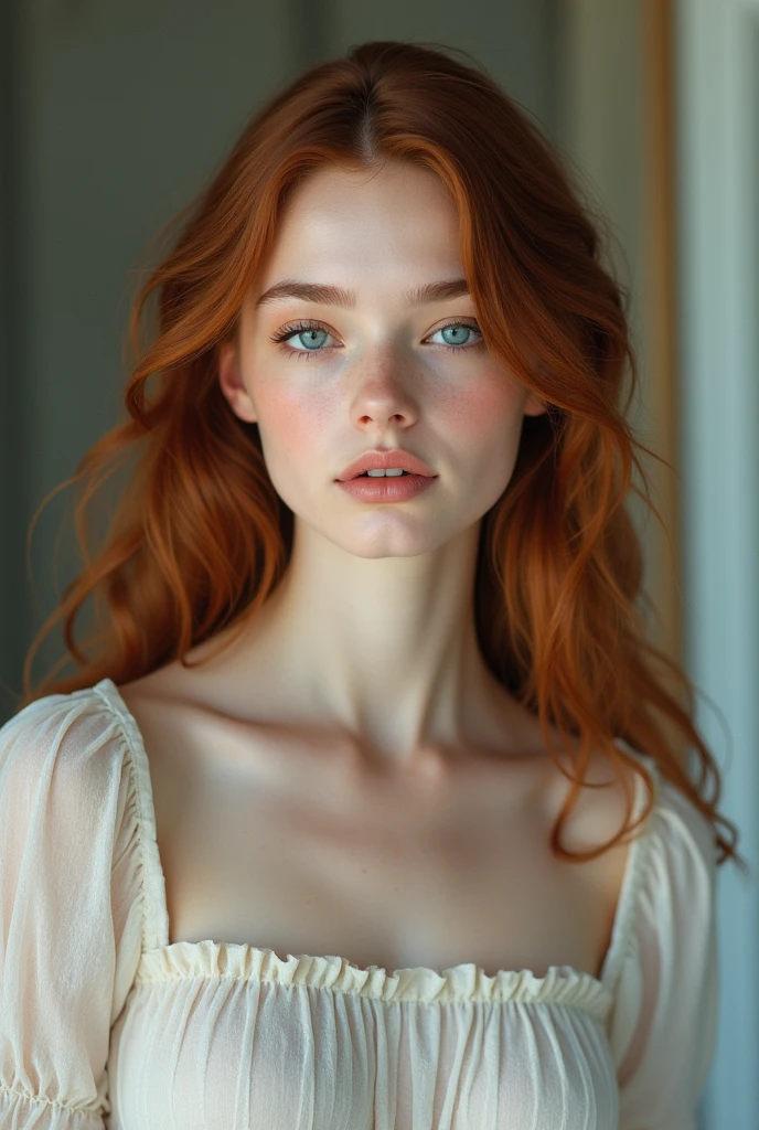 17 year old girl with blue eyes, lifted and facing forward