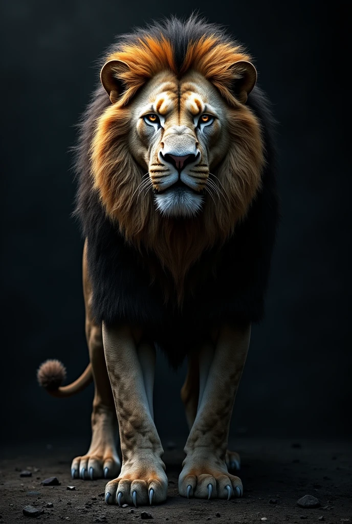 Lion with devil logo with black background