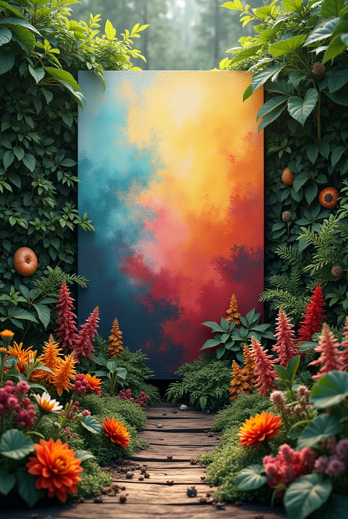 Create an image of a canvas full of colors in nature