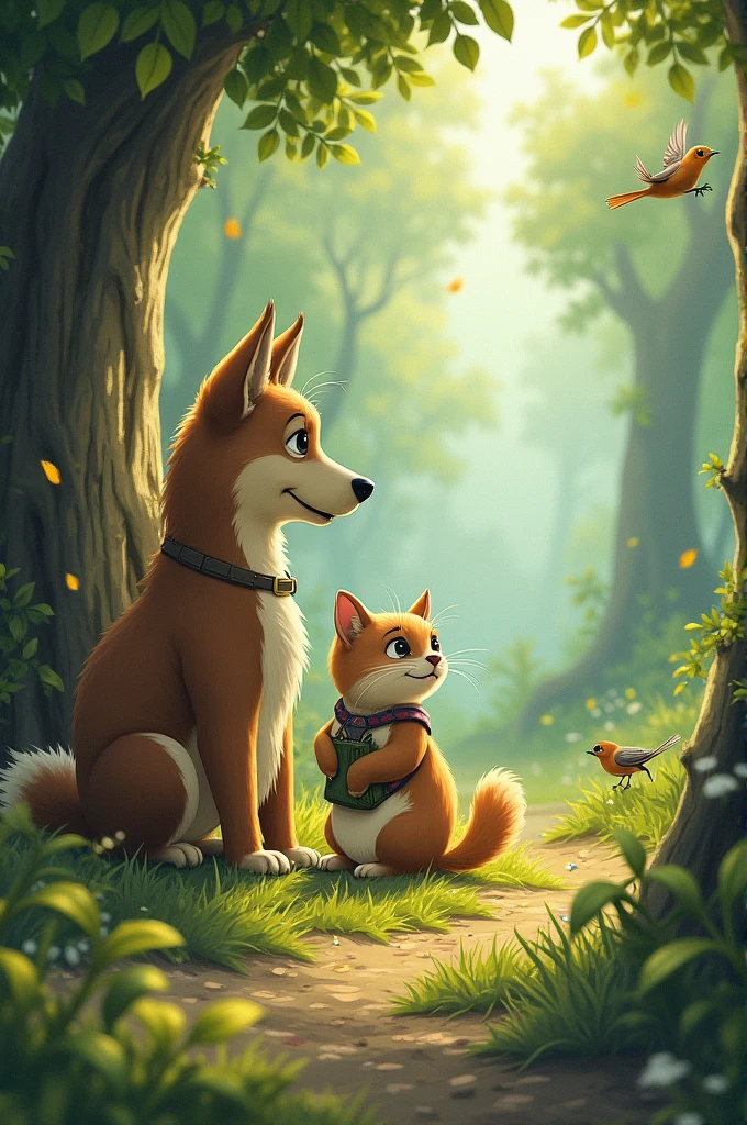 : As Mia ventures into the unfamiliar territory, she encounters various animals like squirrels, birds, and a wise old dog. They are intrigued by the lost kitten and try to offer her help, but Mia, determined to prove herself, brushes them off.