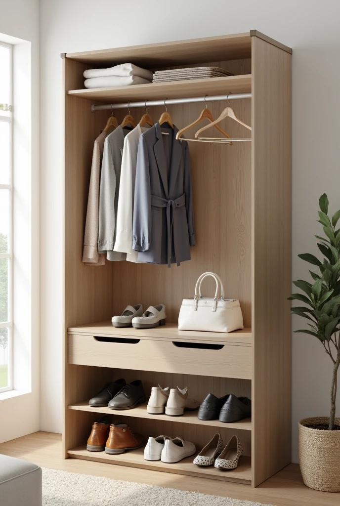 Hook wardrobe with shoe rack 