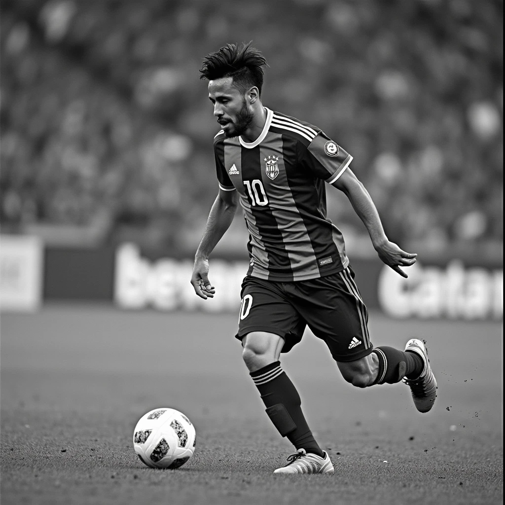 Old black and white photo of Neymar