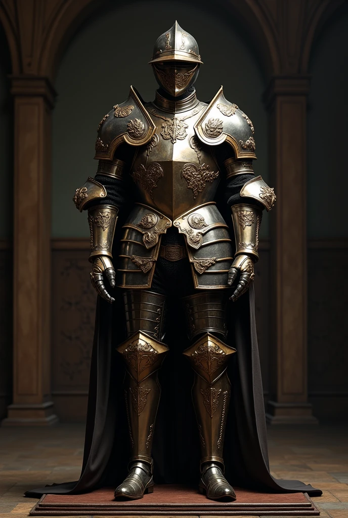 Create a design of a suit of armor, just the equipment without anyone wearing it.
