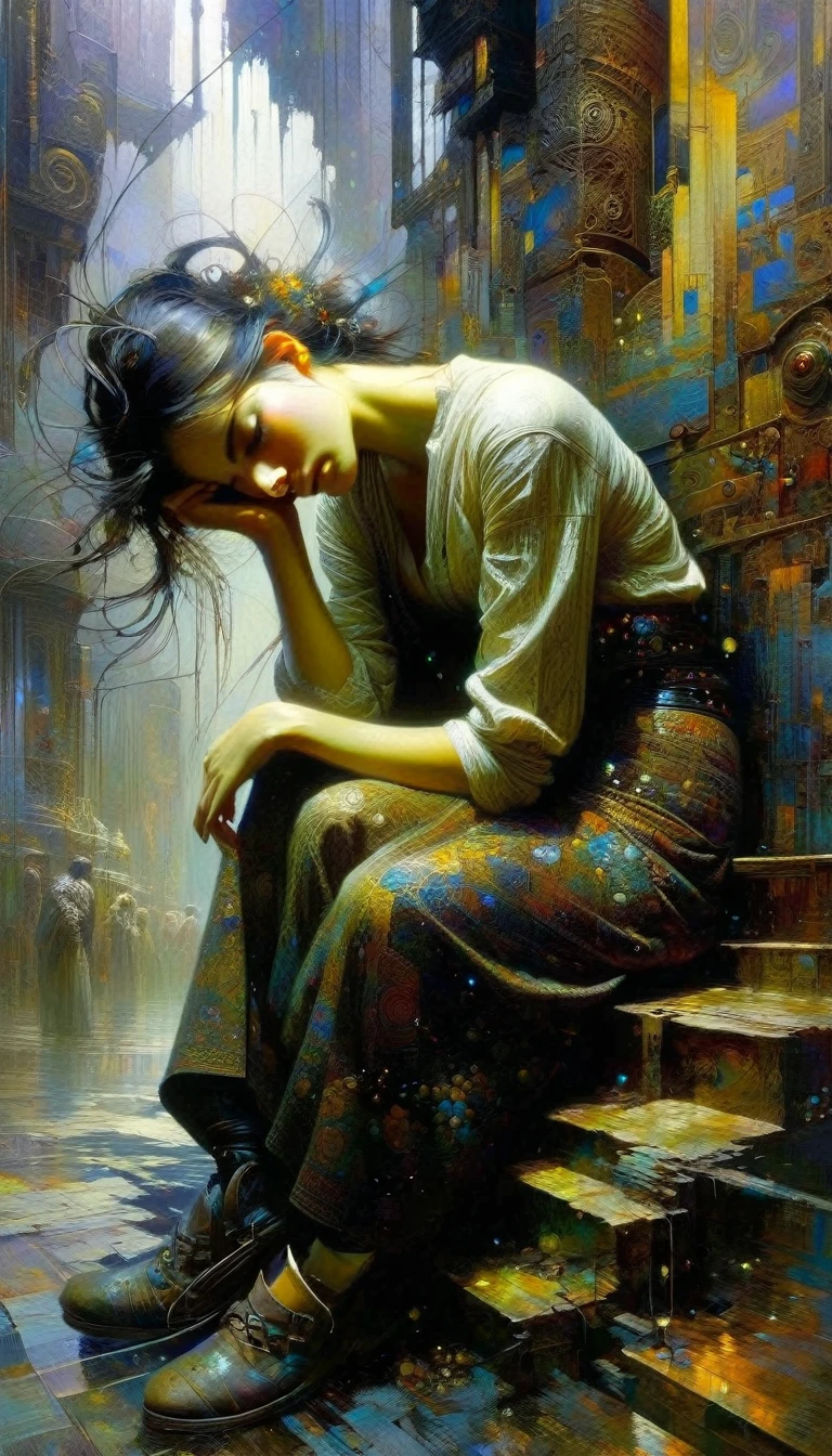 the restlessness of despair, art inspired by Wadim Kashin, Intricate Details, Oil
