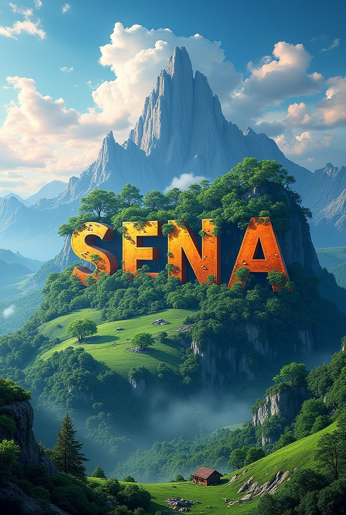 write The Word ''S E N A'' in landacape Style