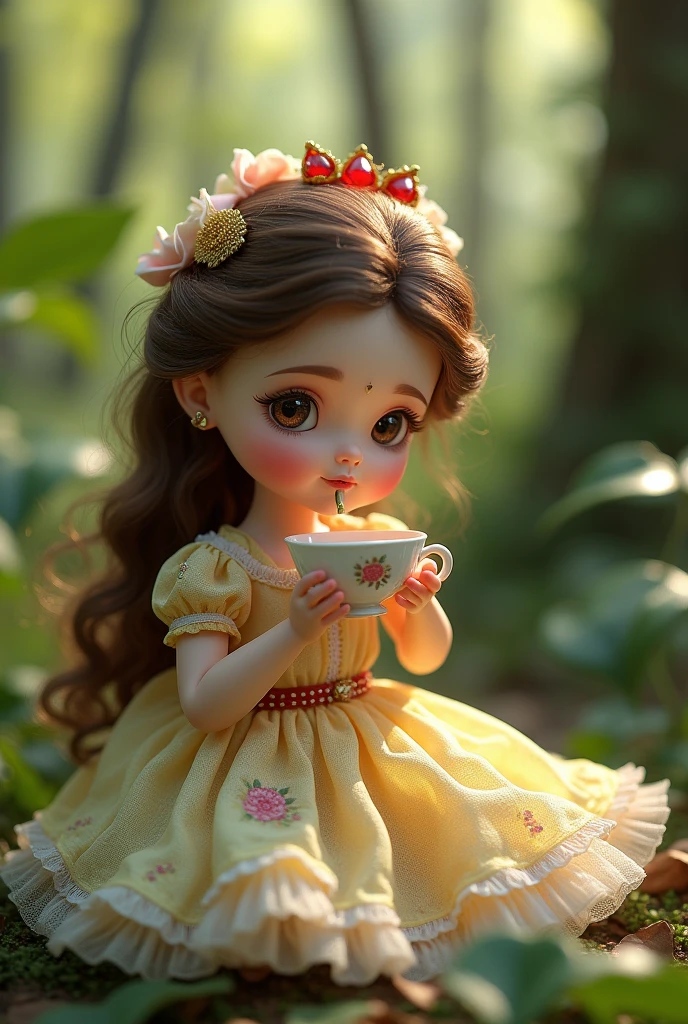 Snow White doll drinks